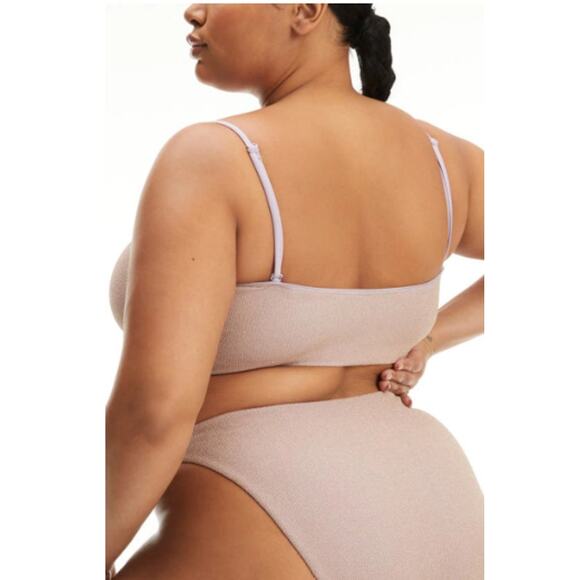 Good American Sparkle Rib Good Waist Cheeky Bikini Bottom Lilac Plus 2X Beach - Picture 8 of 9